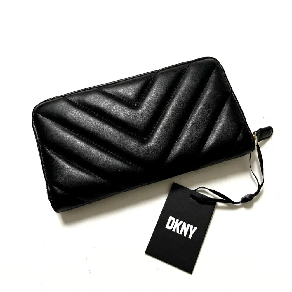 NWT DKNY Veronica Quilted Crossbody Shoulder Bag + Matching Wallet Set Black
